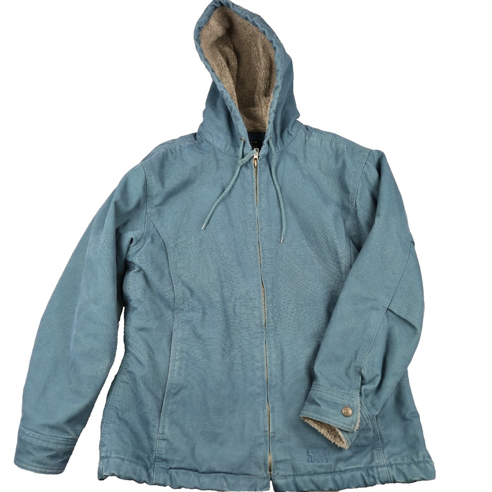 Lakin And Mckey‎ Hooded Fleece Sherpa Lined Canvas Work Chore Coat Womens Medium
